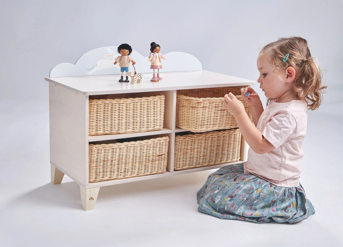 Mueble Cajonera Infantil Juguetes Cajones Mimbre Tender Leaf
