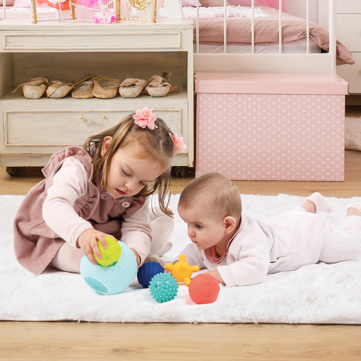 Juego Bebe Pelota Sensorial Goma Encastre Ludi Calidad Trex