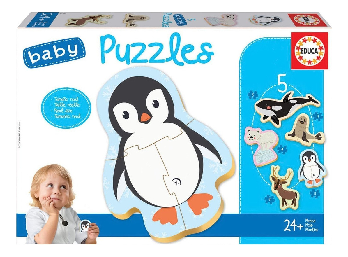 Set Puzzle Pinguino Oso Ciervo Bebes Educa Rompecabezas Tx