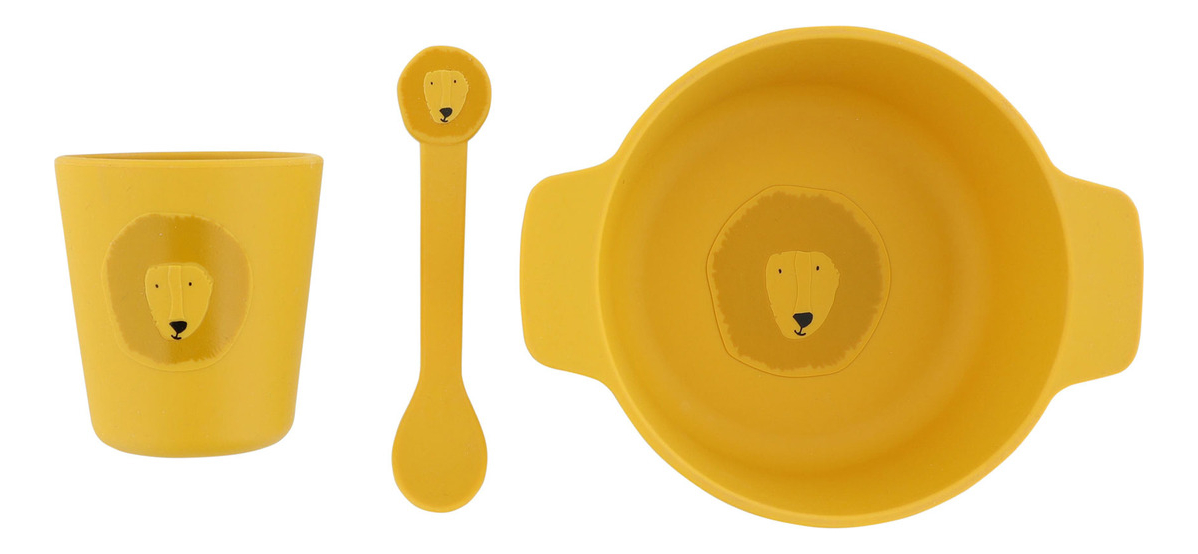 Set Alimentación Bebes Plato Vaso Cucharita Silicona Trixie