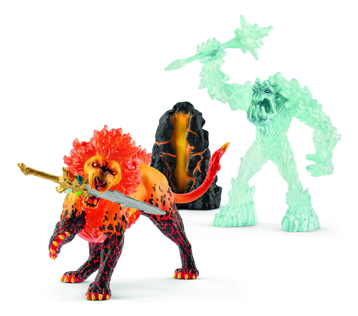 Batalla Monstruo De Hielo Vs León Fuego Schleich Eldrador Tx