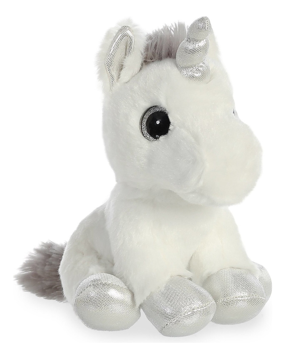 Peluche Unicornio Plateado Aurora Super Felpa Juguete Trex