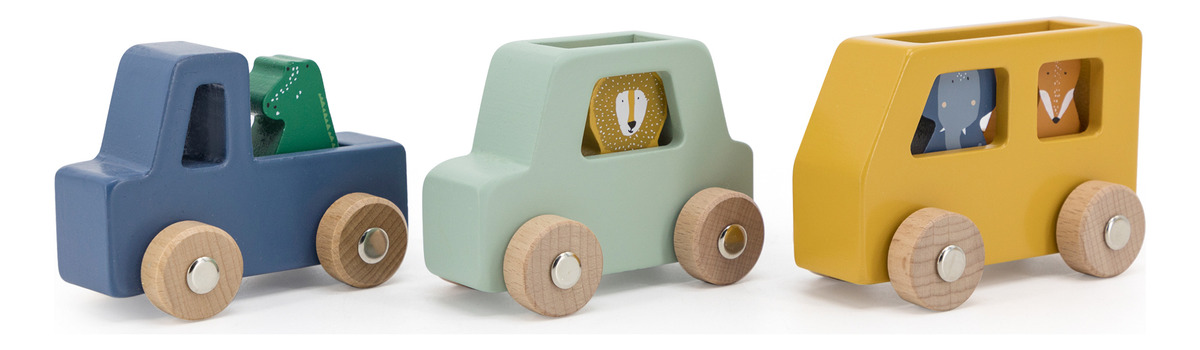 Coches Carritos Autos Madera + Animales Trixie Infantil Trex