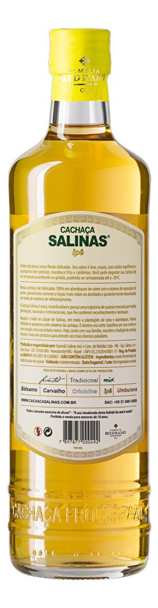 Caña Cachaça Ipe Licor Salinas 700 Ml Agua Ardiente Trex