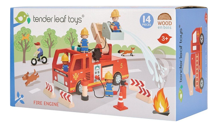 Tender Leaf Toys Camión De Bomberos Juguete Niños Madera Tx®