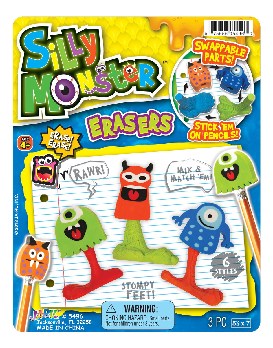 Gomas De Borrar Infantil Silly Monstruos Lapiz Goma Ja Ru Tx
