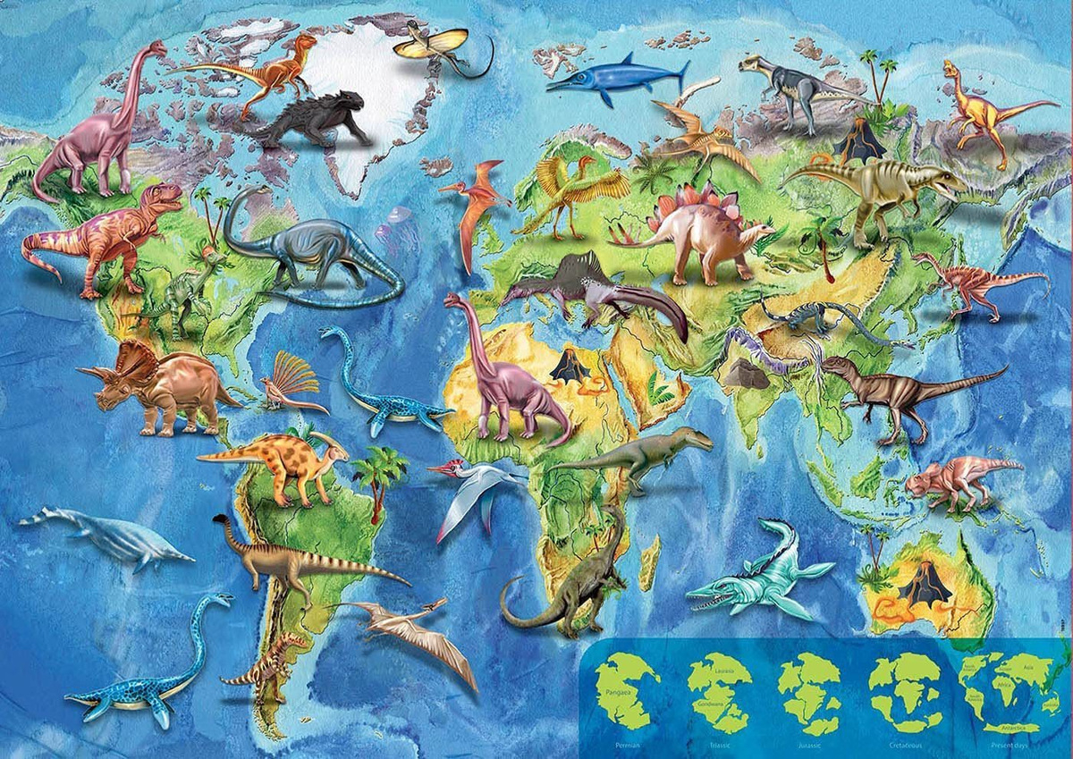 Puzzle 150 Piezas Mapamundi Dinosaurios Educa Rompecabezas