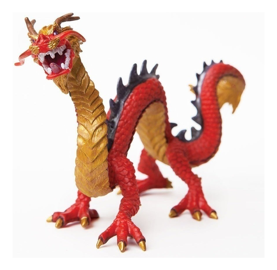 Safari Dragon Rojo Chino Suerte Cuernos Mitología Animal