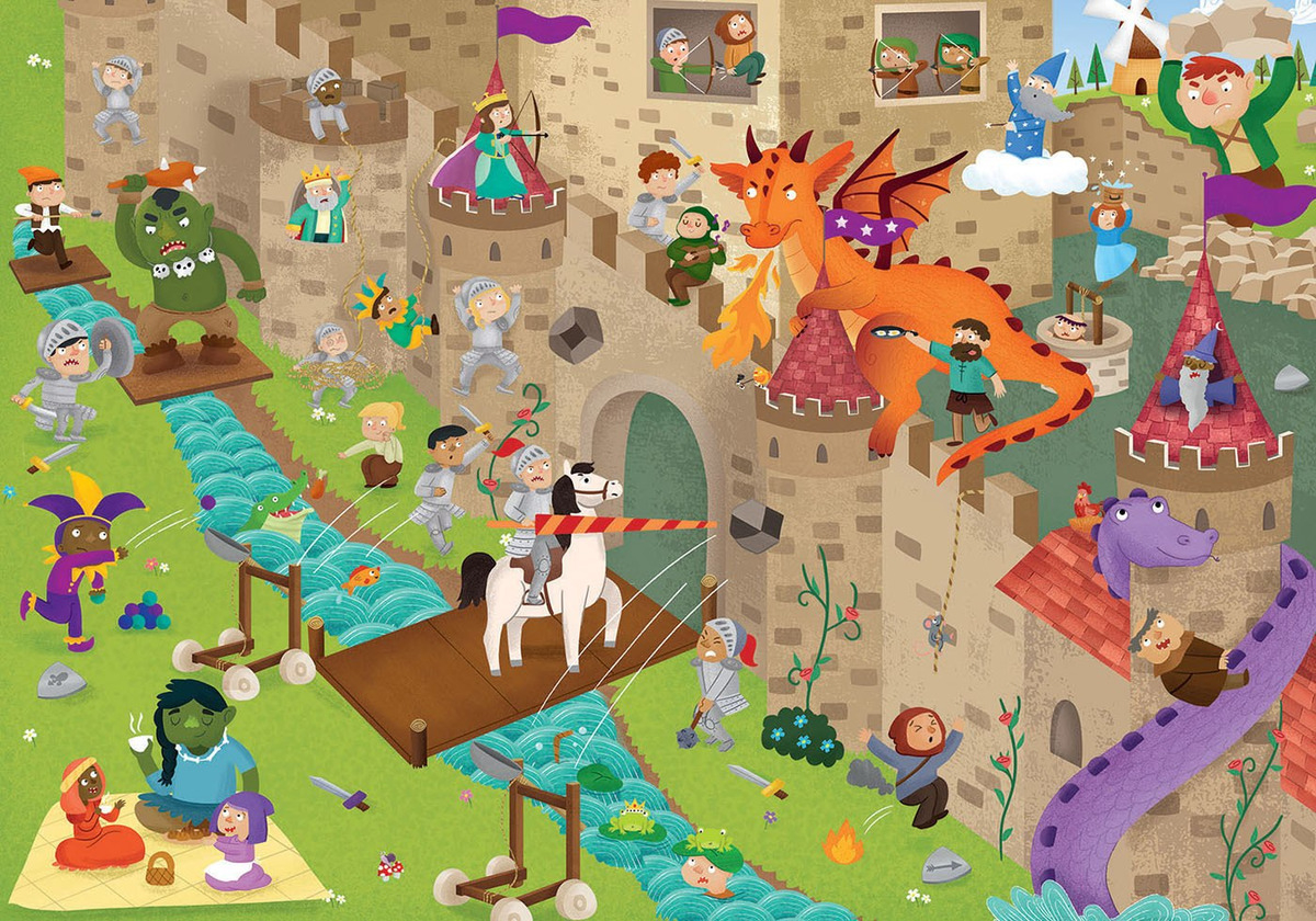 Set Puzzle Detective Castillo Dragones Rompecabezas Educa