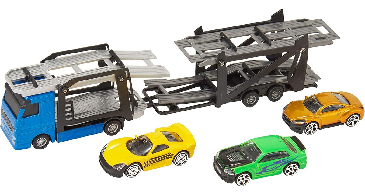 Camion Transportador Autos + Zorra + 3 Autitos Teamsterz Tx