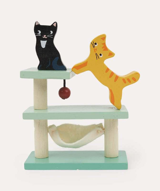 Set Gatos Mascota Tender Leaf Casa Juguetes Madera Niño Tx