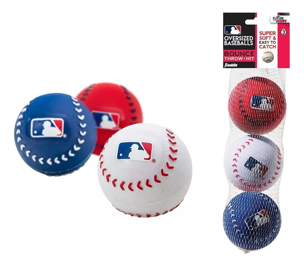 Pelotas Béisbol Franklin X3 Azul Rojo Blanco Calidad Trex