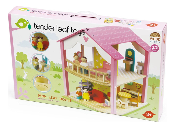 Casa Hoja Rosa Tender Leaf Diversión Juguetes Madera Niño Tx