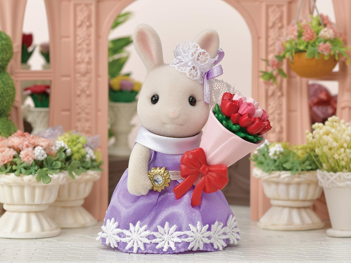 Ternurines Hermana Mayor Conejo Leche Set Flores Sylvanian
