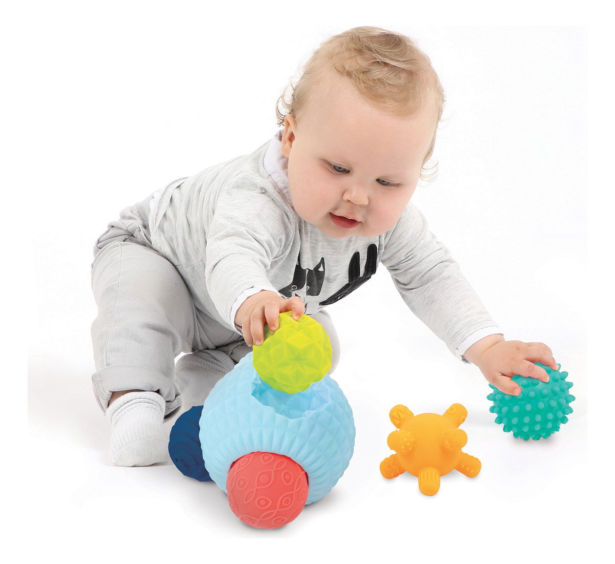 Juego Bebe Pelota Sensorial Goma Encastre Ludi Calidad Trex