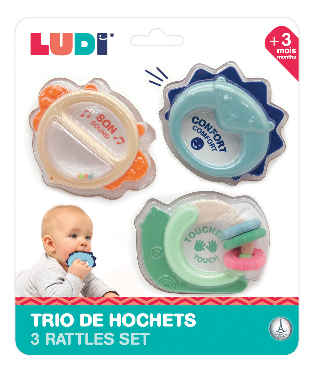 Pack Mordillos Sonajero Ludi Animales X3 Sensorial Bebe Trex