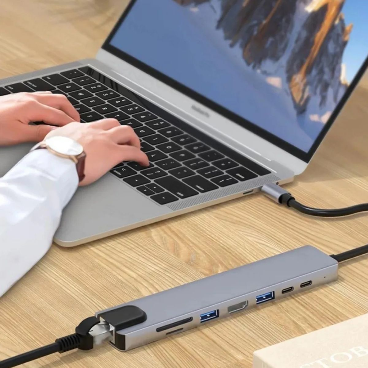 Adaptador Hub Usb C A Rj45 Usb 3.0 Tipo C 8 En 1 Calidad Tx