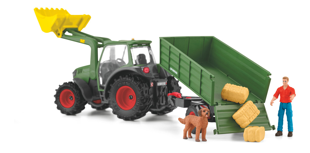 Set Figuras Tractor Con Trailer Granja Animal Schleich Trex