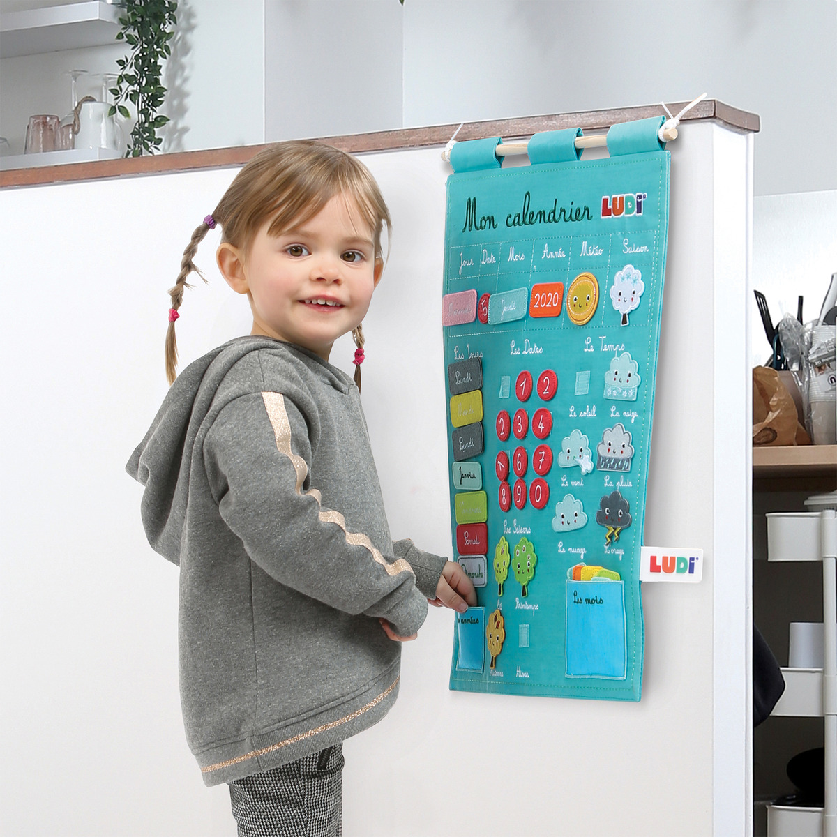 Juego Calendario Infantil Educativo Pared Tela Figuras Ludi