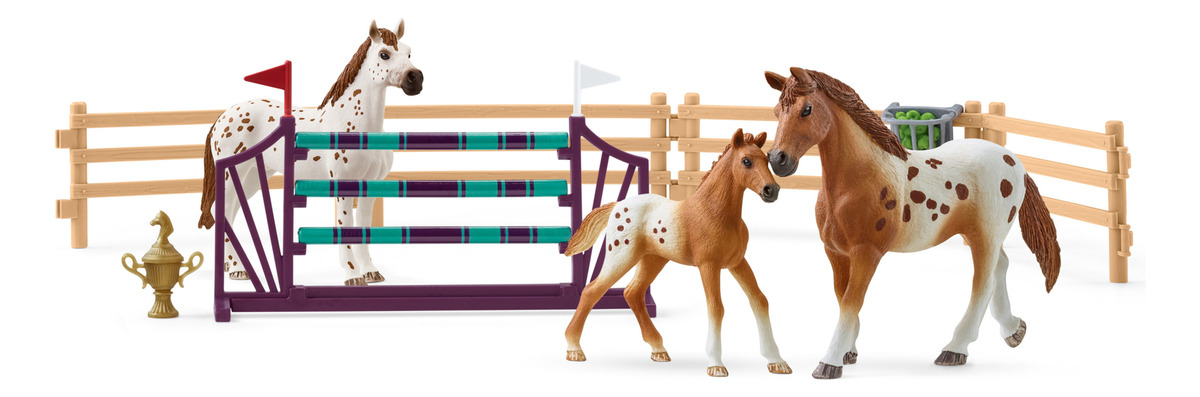 Figura Caballos + Corral +ejercicio Entrenamiento Schleich