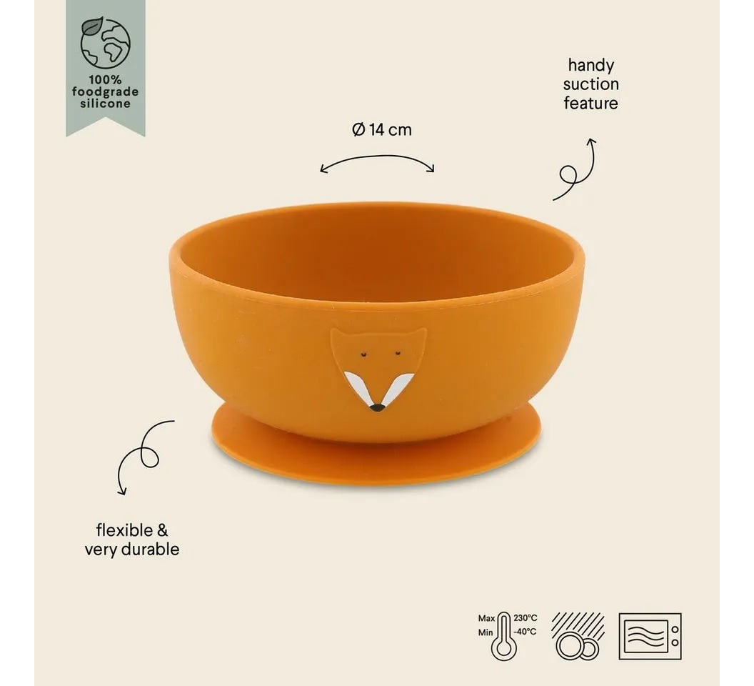 Bowl Plato Con Ventosa Succión Infantil Trixie Silicona Trex