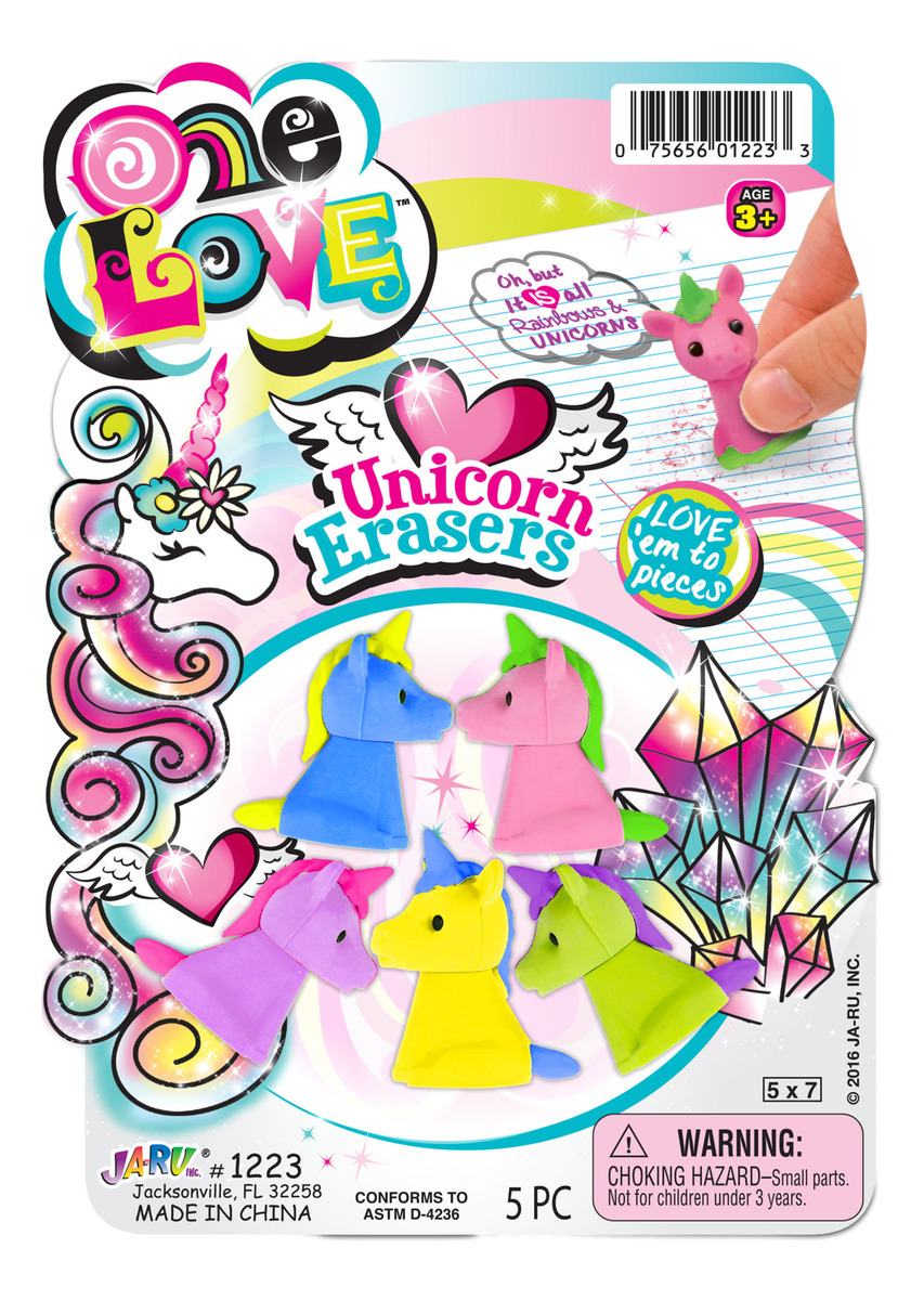 Goma Unicornio X5 Lapiz One Love Erasers Ja Ru Trex