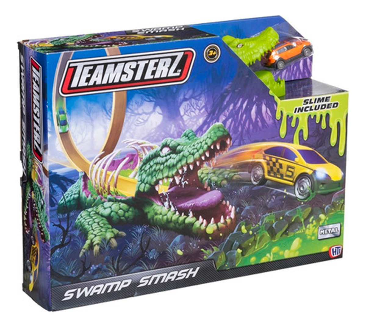 Pista De Auto Escapa Dinosaurio + Volcán + Autito Teamsterz