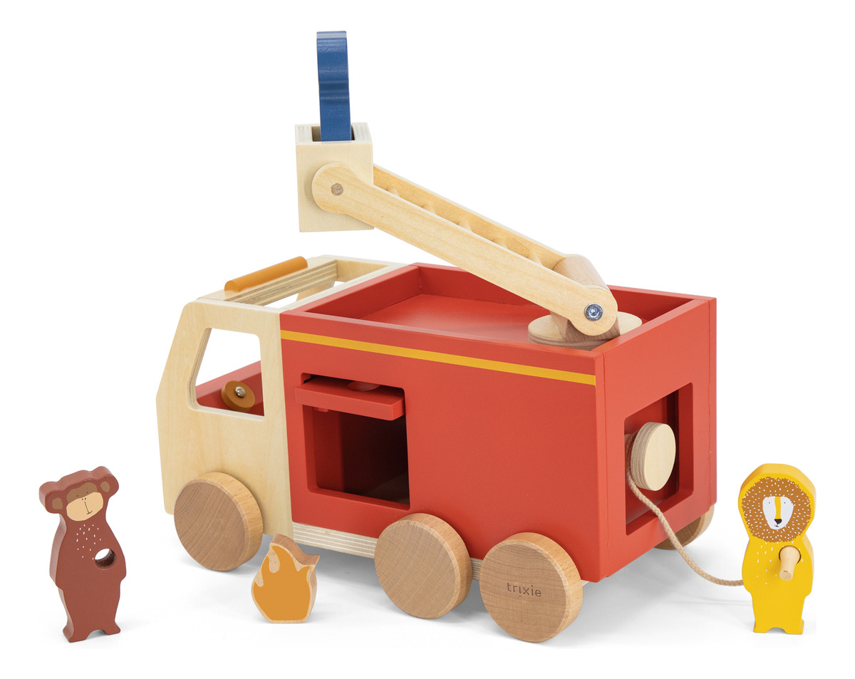 Camión De Bombero Madera Juguete Infantil Autito Trixie Trex