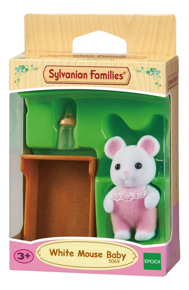 Sylvanian Families Ratón Blanco Bebé Cuna Mamadera Juguete ®