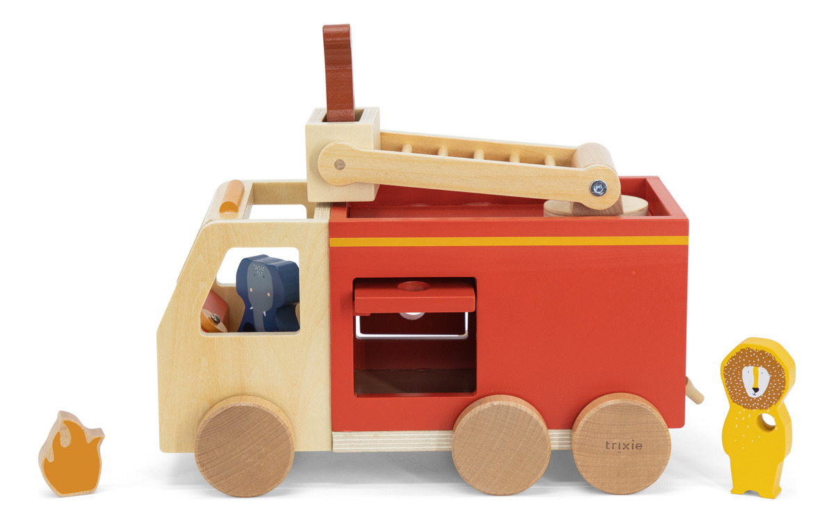 Camión De Bombero Madera Juguete Infantil Autito Trixie Trex
