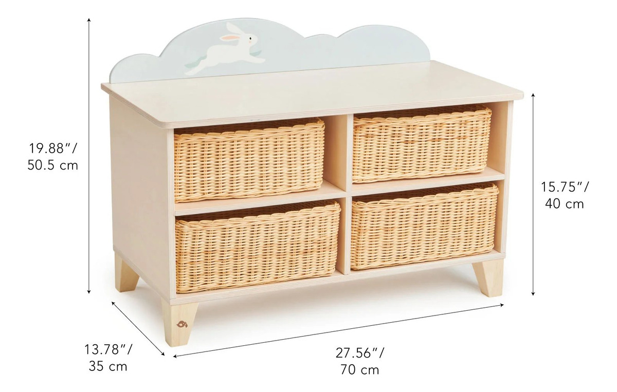 Mueble Cajonera Infantil Juguetes Cajones Mimbre Tender Leaf