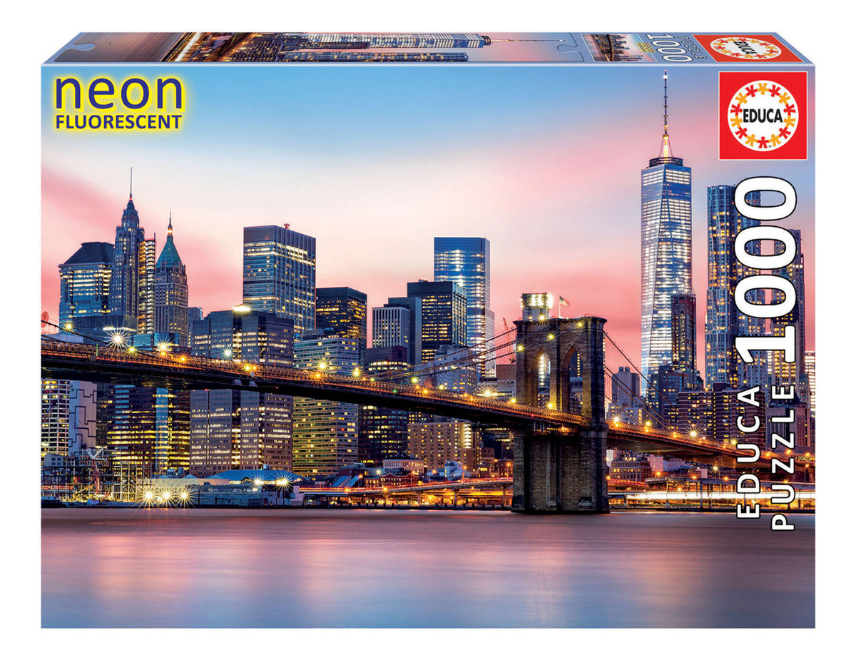 Puzzle Rompecabezas Puente Brooklyn Brilla Neon 1000 Pcs Tx