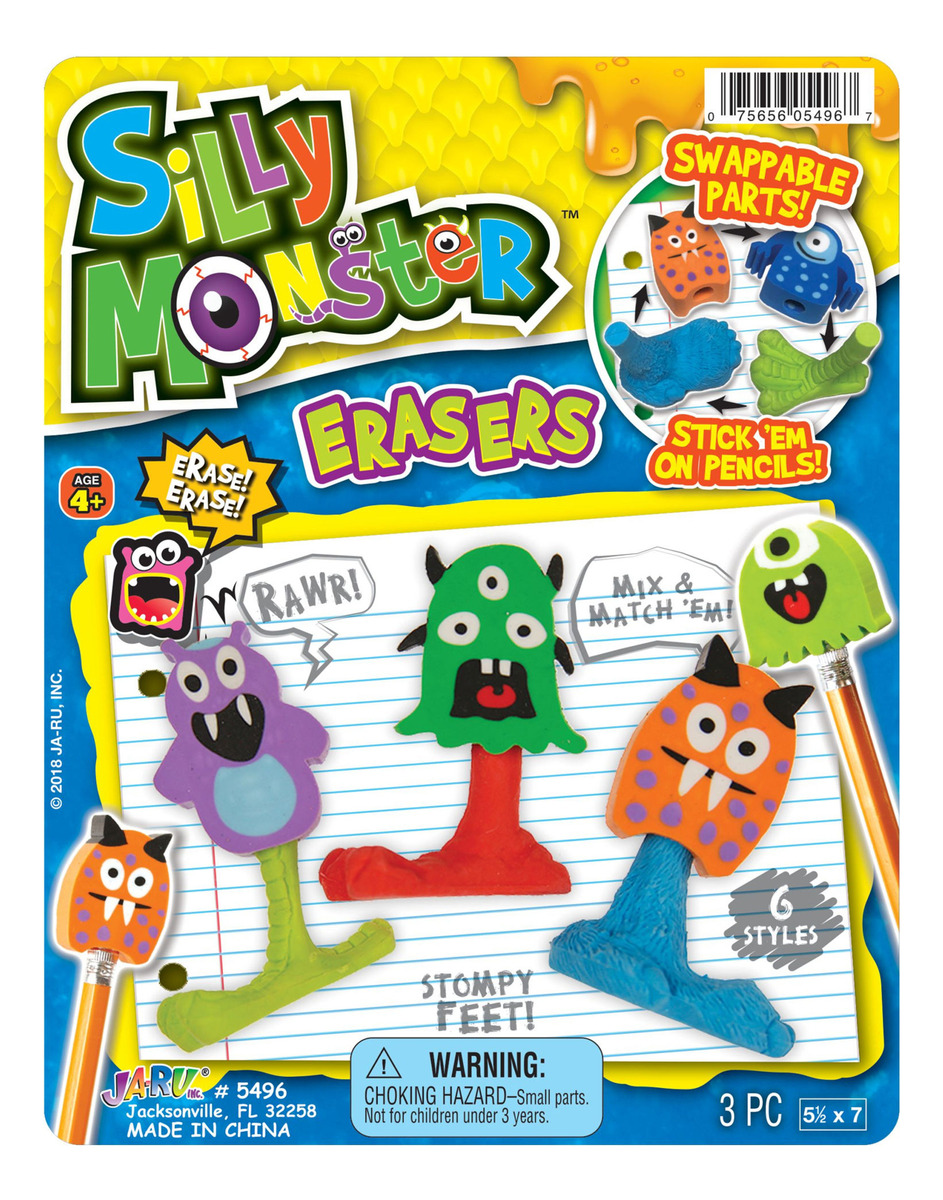 Gomas De Borrar Infantil Silly Monstruos Lapiz Goma Ja Ru Tx