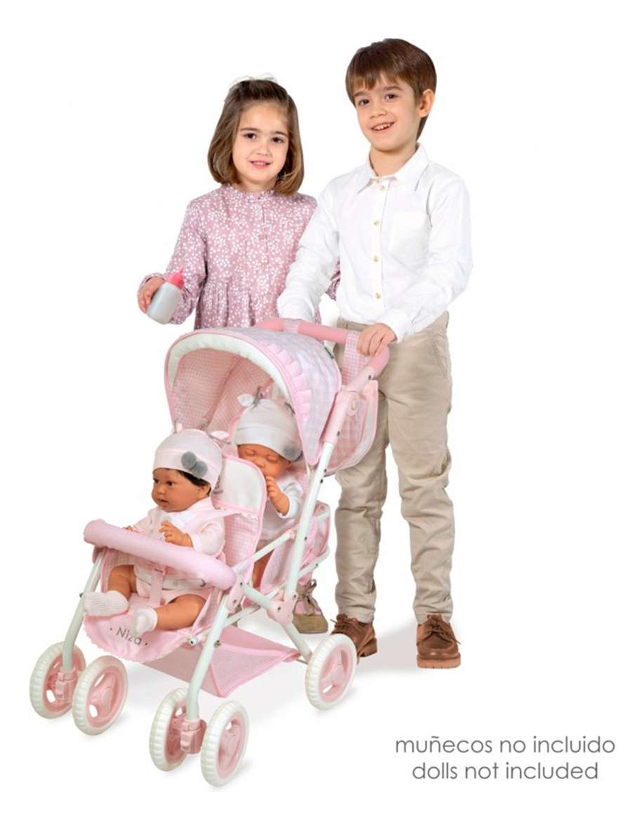 Coche Gemelos Plegable De Cuevas Bebe Llorens Juguete Trex