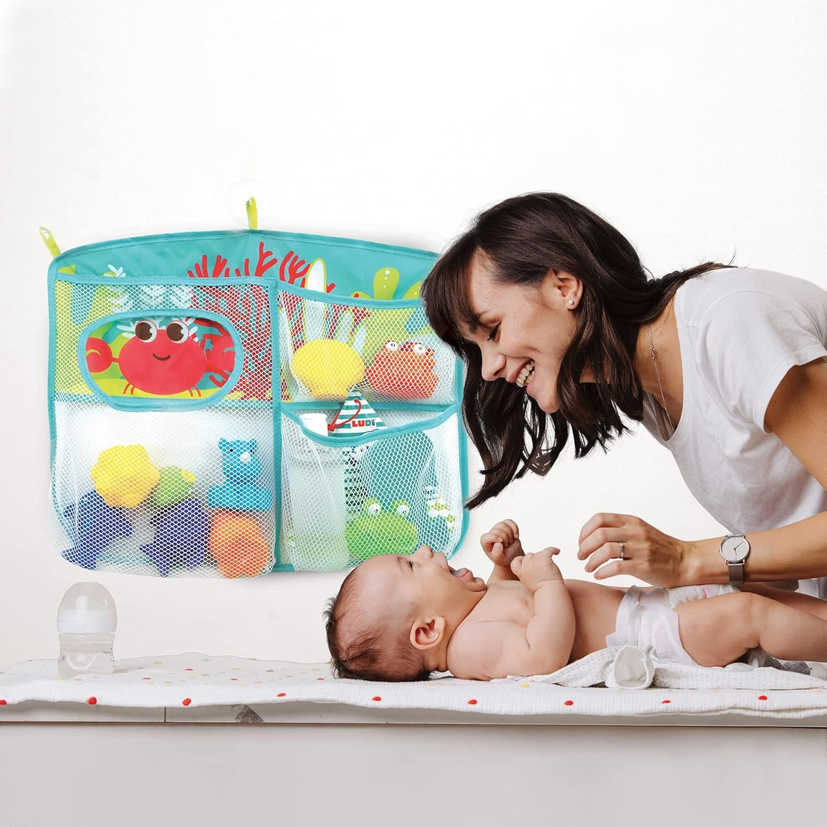 Organizador De Baño Para Bebe Ludi Diseño Cangrejo Colorido