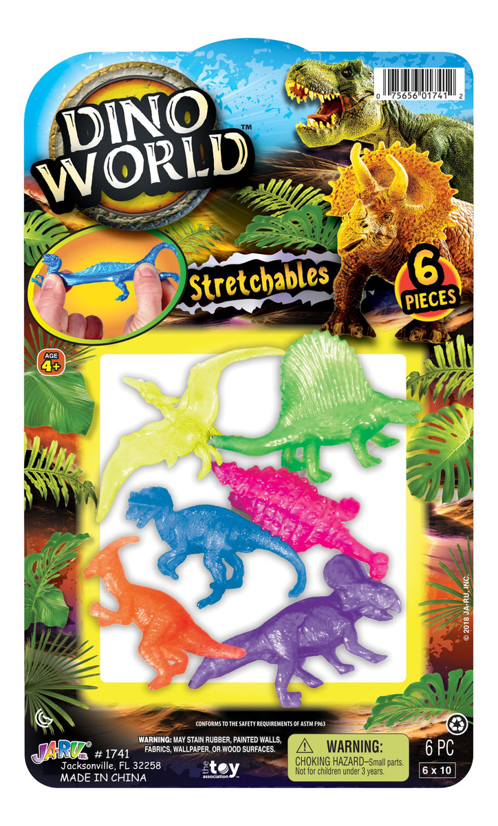 Pack Figuras Dinosaurios Estirables X6 Pc Ja Ru Dino World
