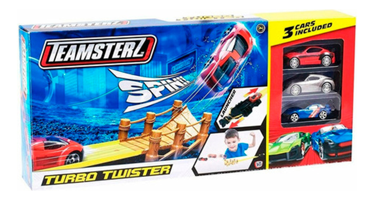 Pista De Autos Turbo + Lanzador + 3 Autos Teamsterz Trex