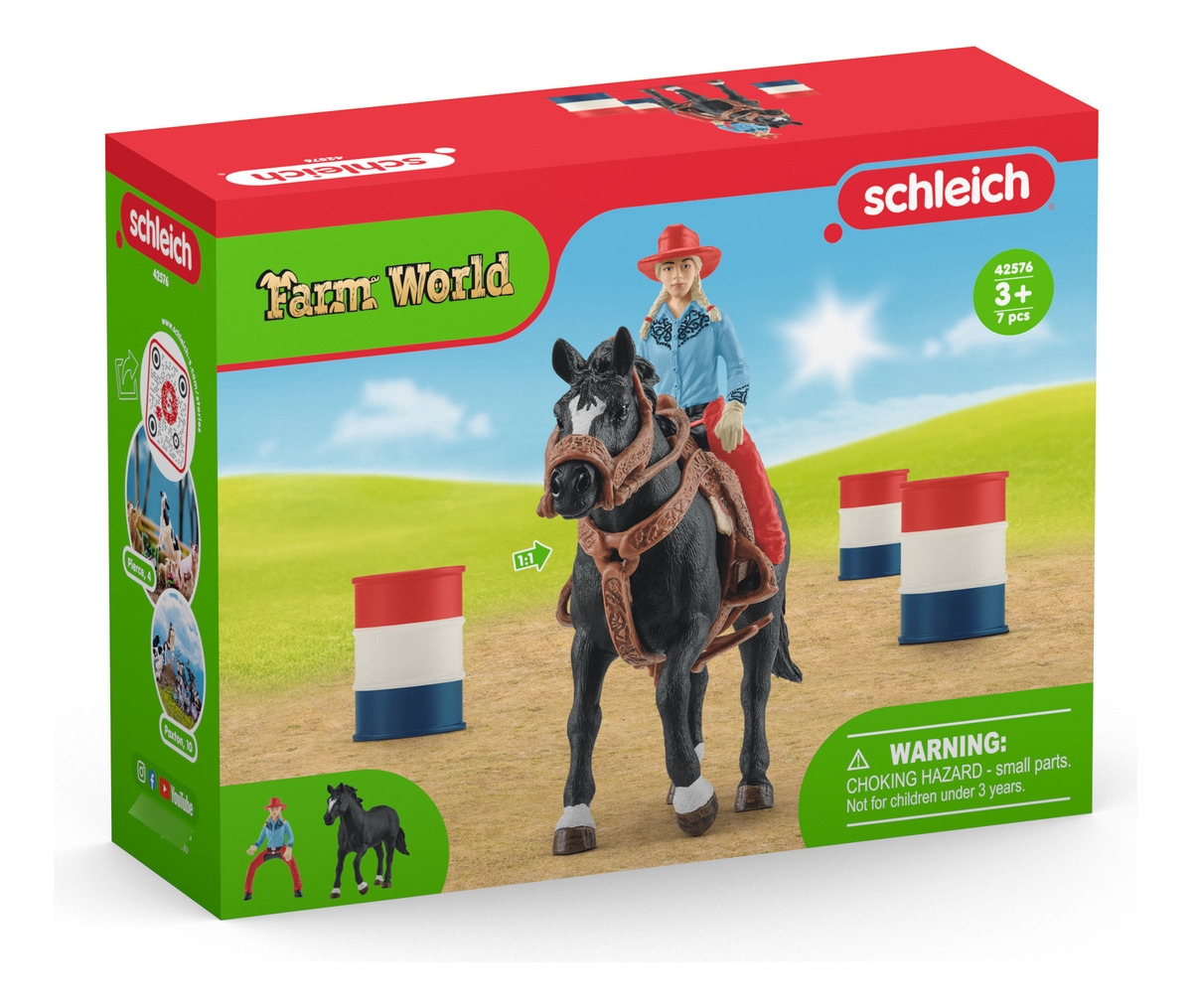 Figura Carrera Barriles Vaquera Schleich Farm World Trex