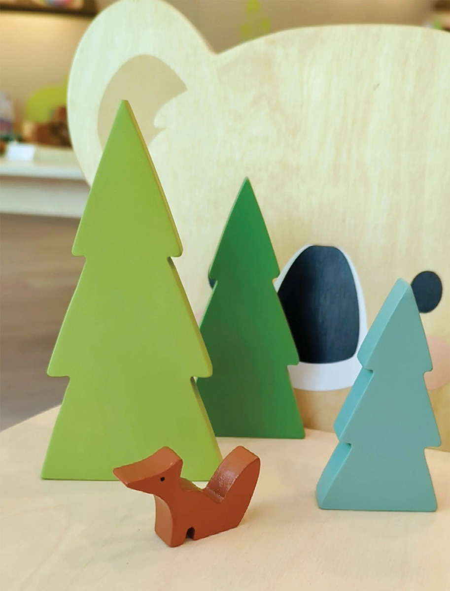 Juego Arboles + Zorro De Madera Animales Bosque Tender Leaf