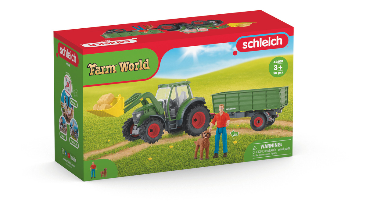 Set Figuras Tractor Con Trailer Granja Animal Schleich Trex