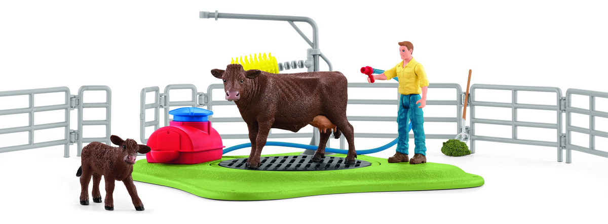 Set Figuras Estacion Lavado Vacas Animal Granja Schleich Tx