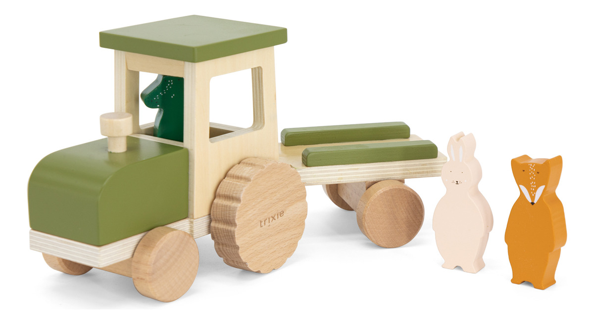 Tractor Zorra Remolque Animales Madera Trixie Infantil Trex