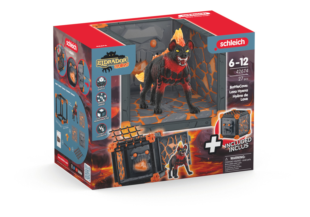 Set Figuras Jaula Monstruo Hiena De Lava Eldrador Schleich