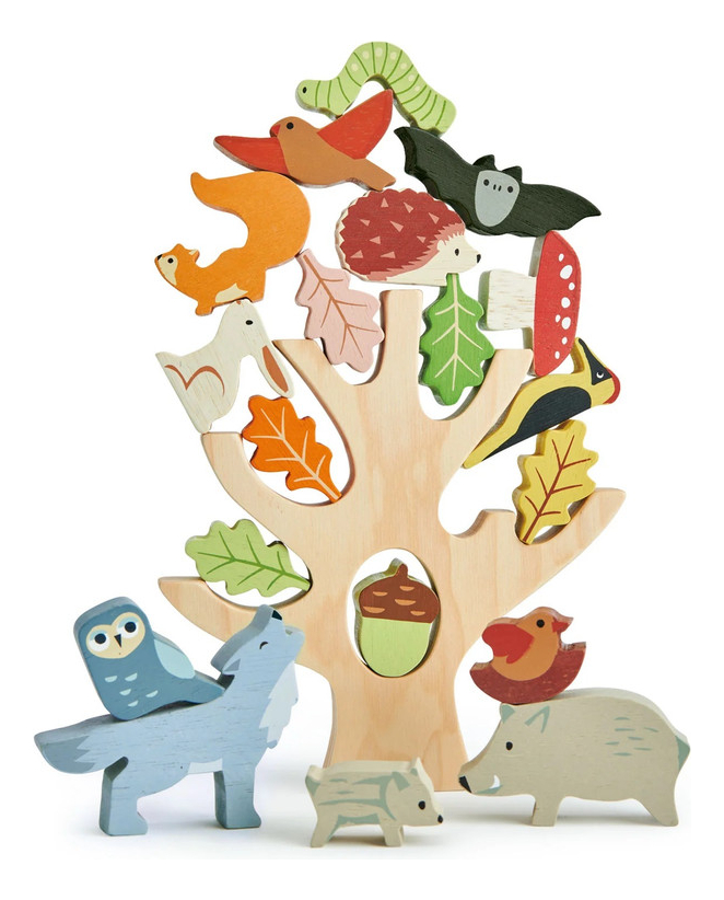 Juego Tender Leaf Bosque Apilable Árbol Con Animales Trex