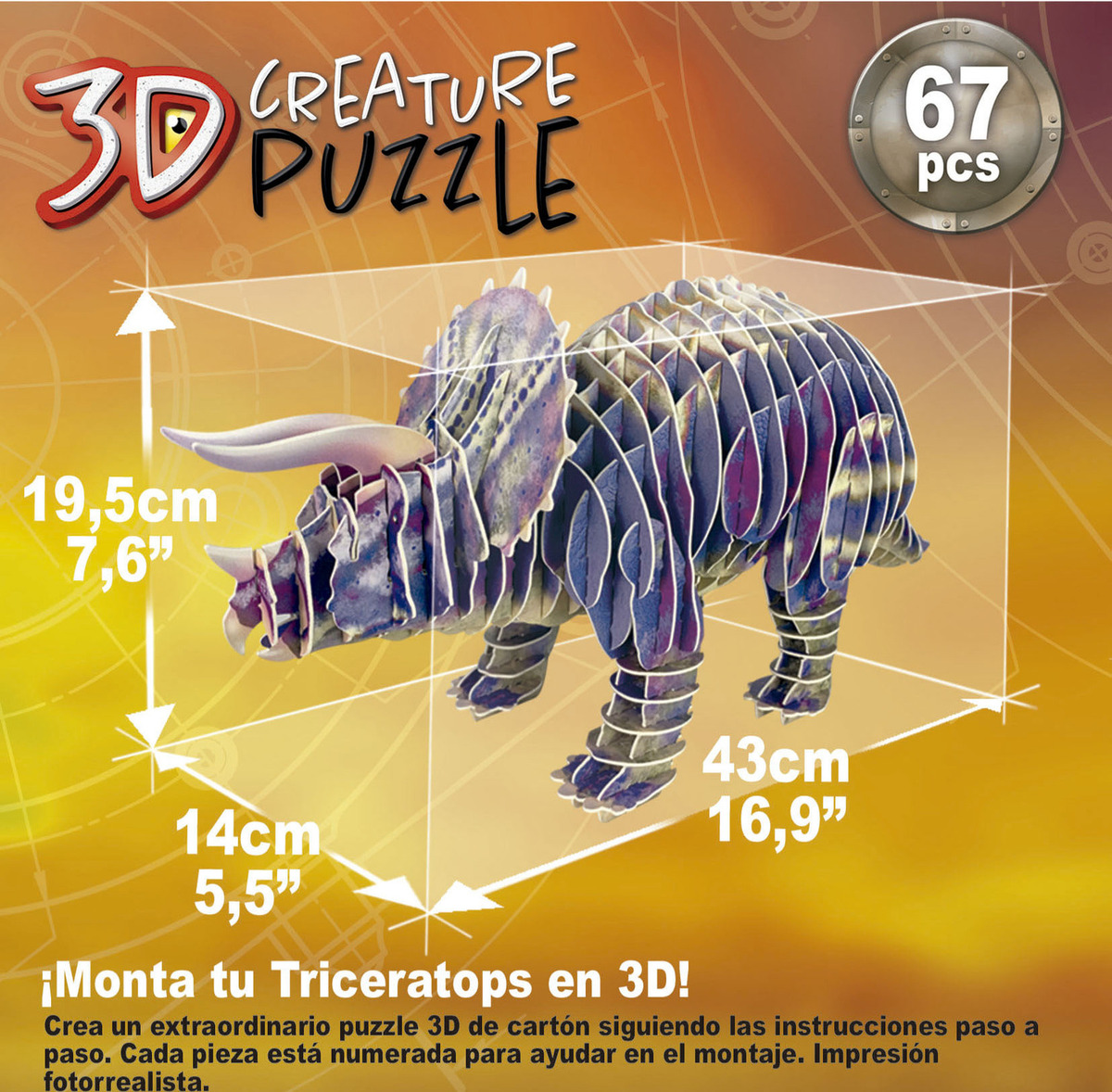 Puzzle Rompecabezas Triceratops 3d 67 Piezas Educa Trex