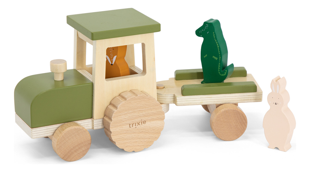 Tractor Zorra Remolque Animales Madera Trixie Infantil Trex