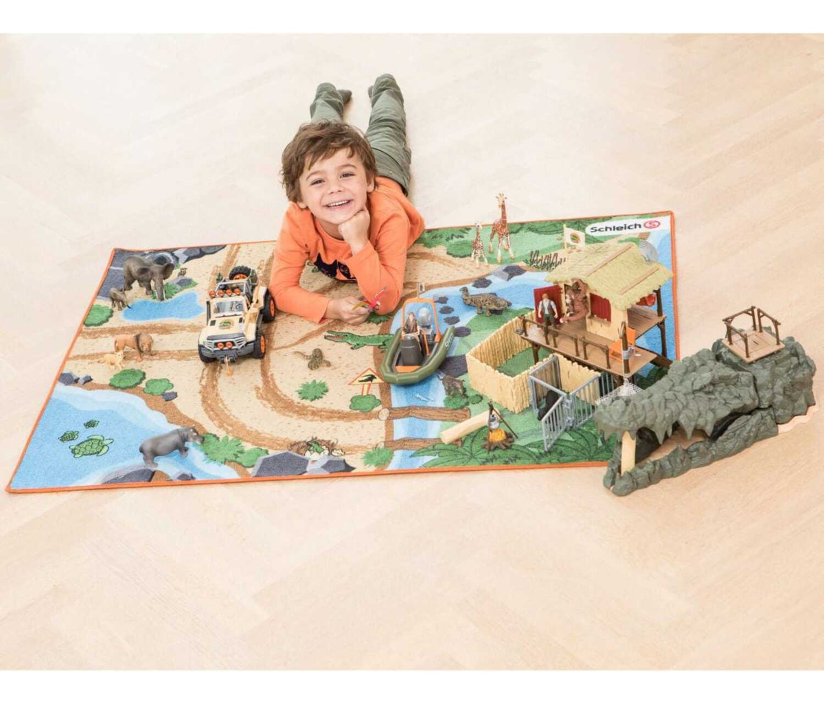 Alfombra Infantil Piso Tapete Juegos Schleich Figuras Selva