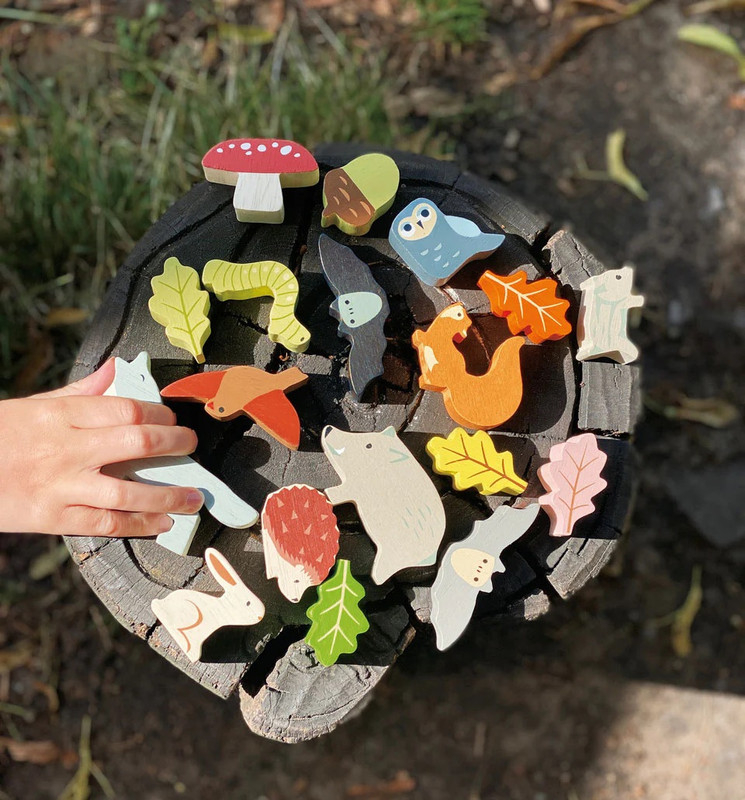 Juego Tender Leaf Bosque Apilable Árbol Con Animales Trex