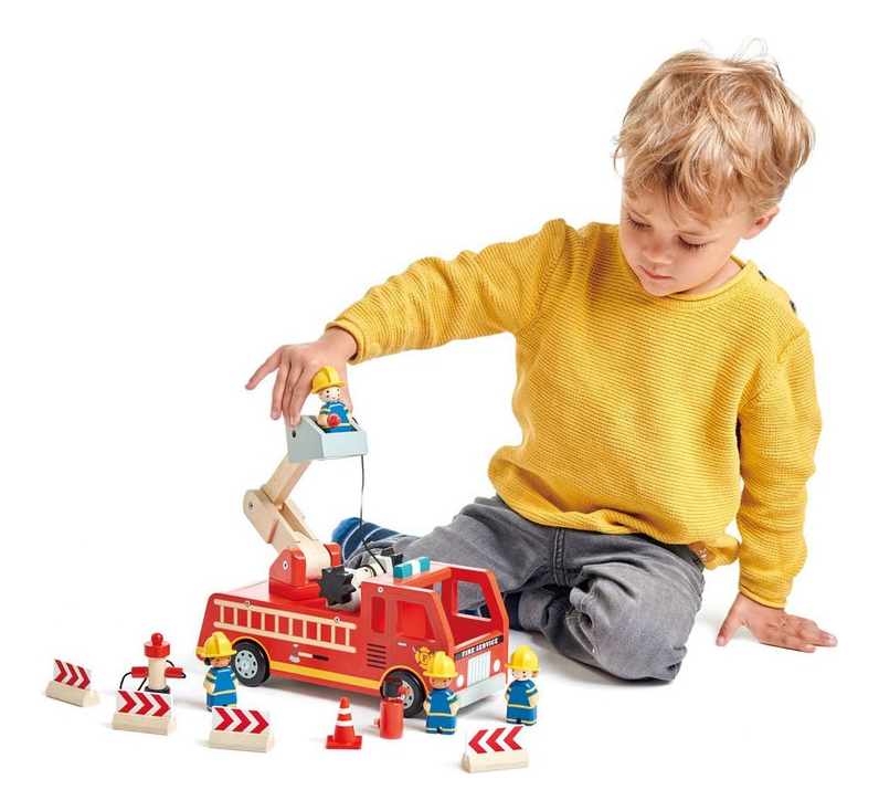 Tender Leaf Toys Camión De Bomberos Juguete Niños Madera Tx®