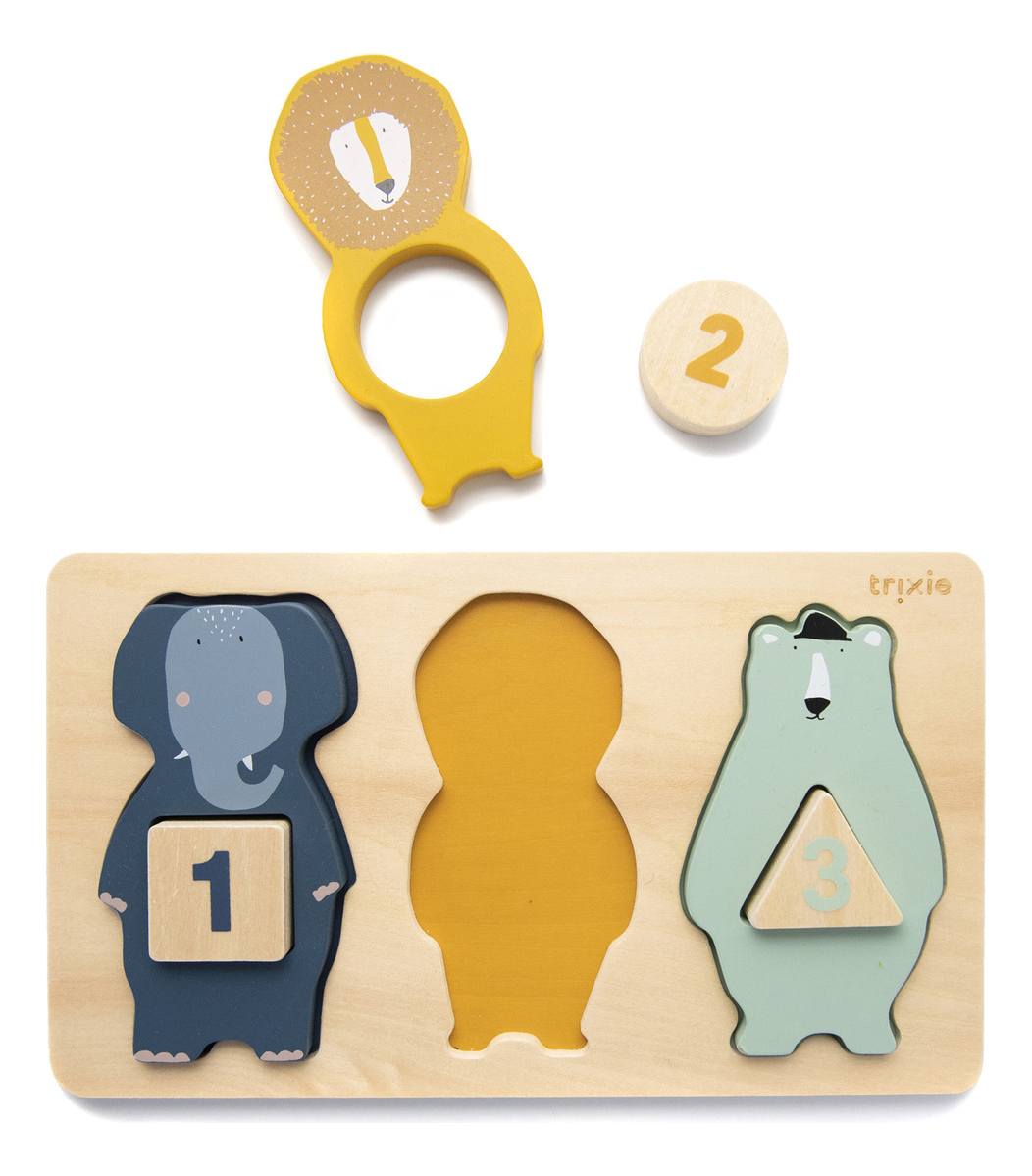 Juego Encastre Formas Animales Numeros Trixie Calidad Trex